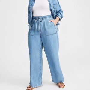 High-Rise Pull-On Lightweight Denim Jean drawstring size 1R